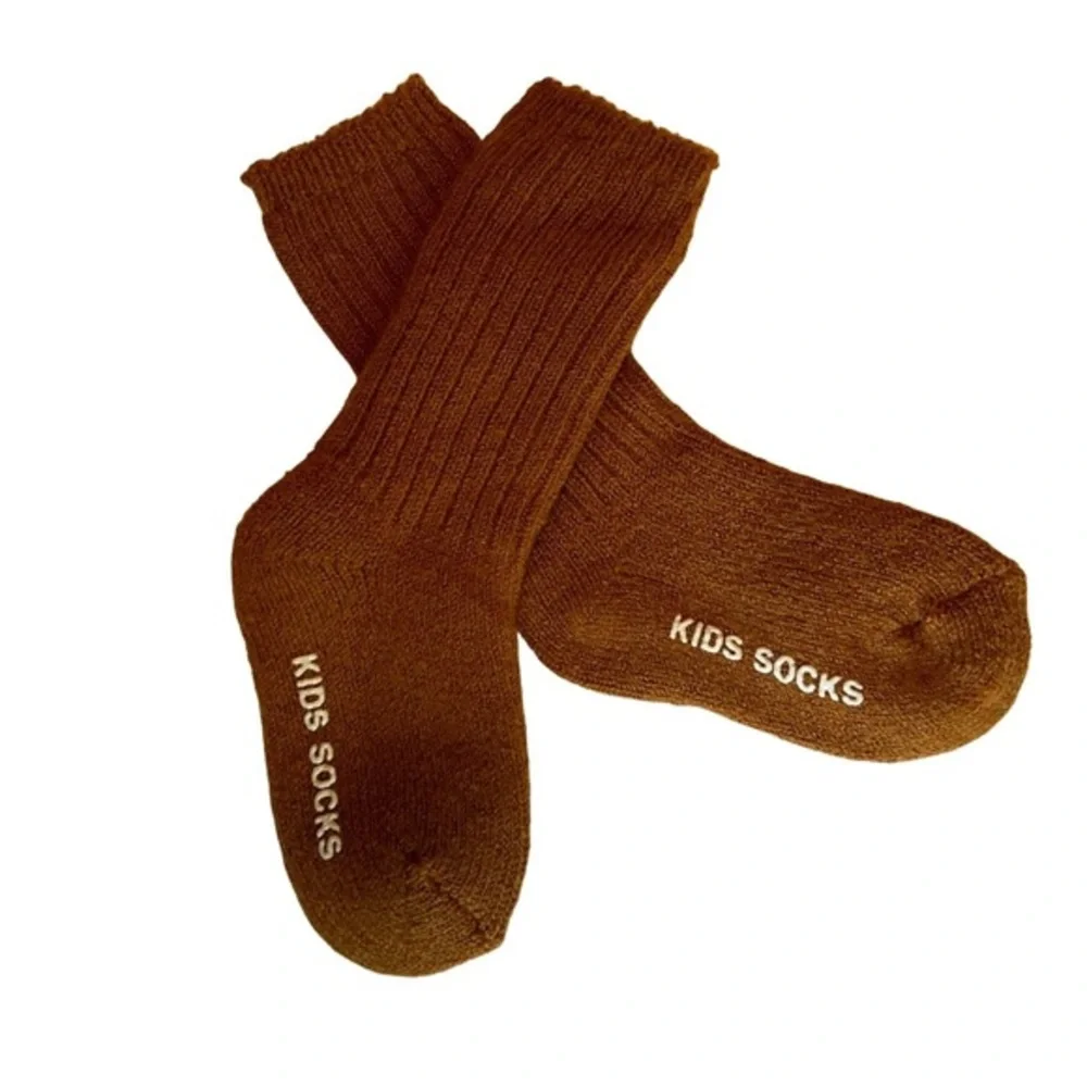 New 3-5 years warm winter wool socks for kids gold